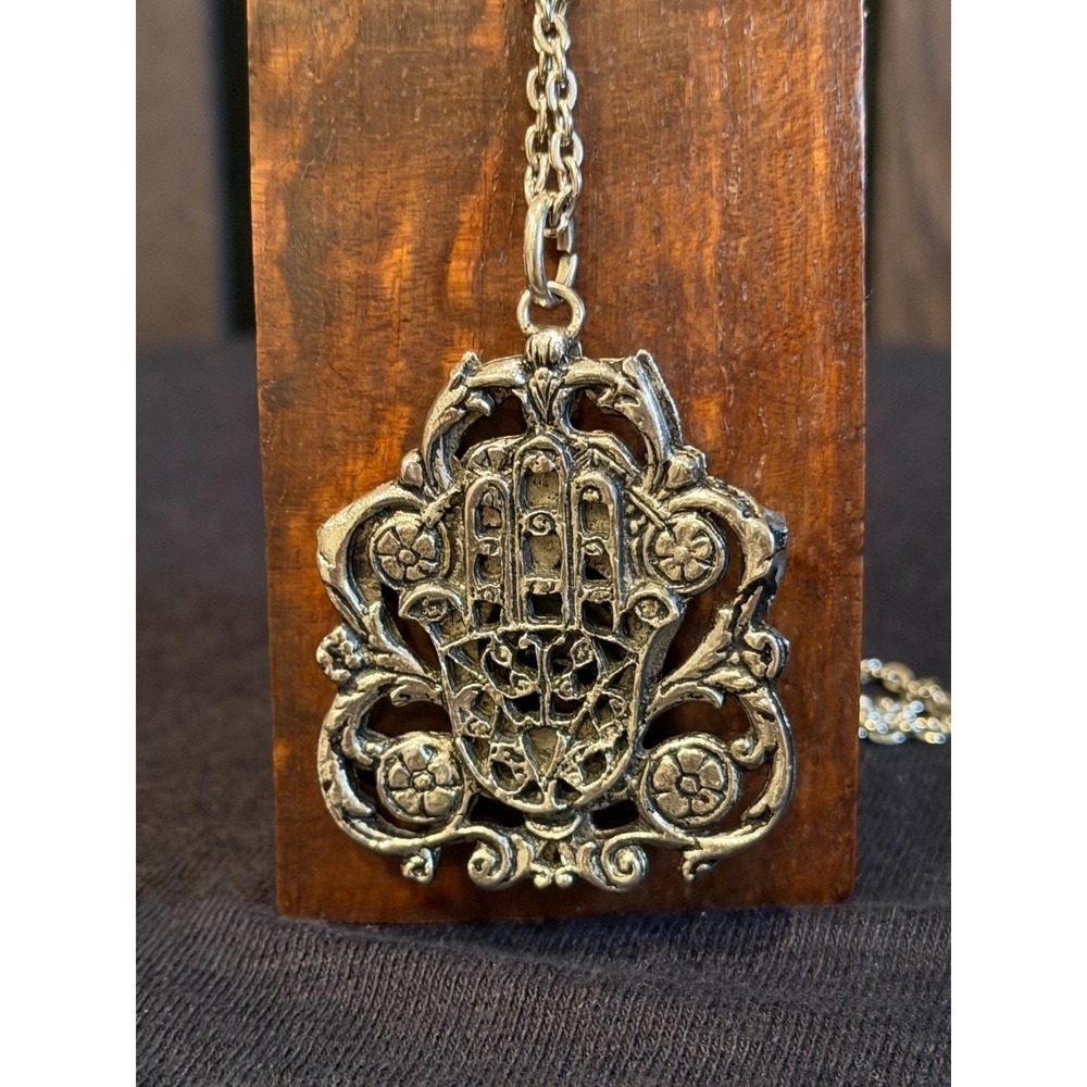 Vintage Souvenir Du Marco Hamsa/Camel Silver Tone Bracelet/Necklace Set